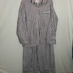 Victoria Secret pajama set Grey lilac pinstripes L